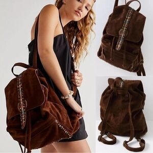 Free People Brown Suede Backpack